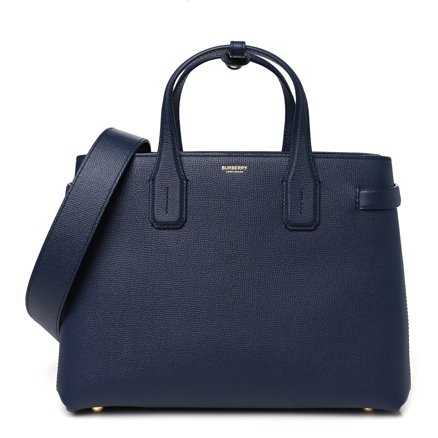 Burberry Derby Calfskin Vintage Check Medium Banner Tote Regency Blue 1 of 10