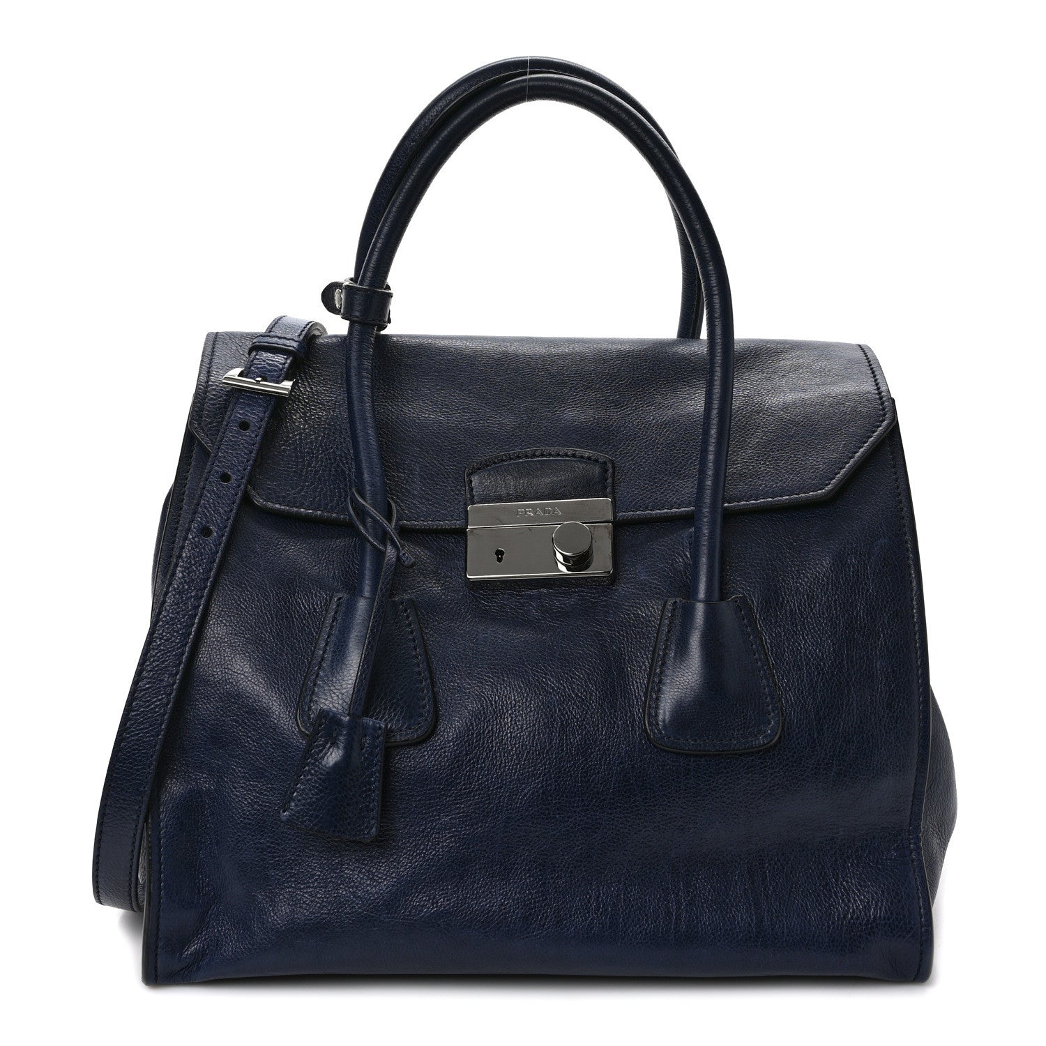 Prada Glace Calf Large Twin Pocket Tote Baltico 1 of 8