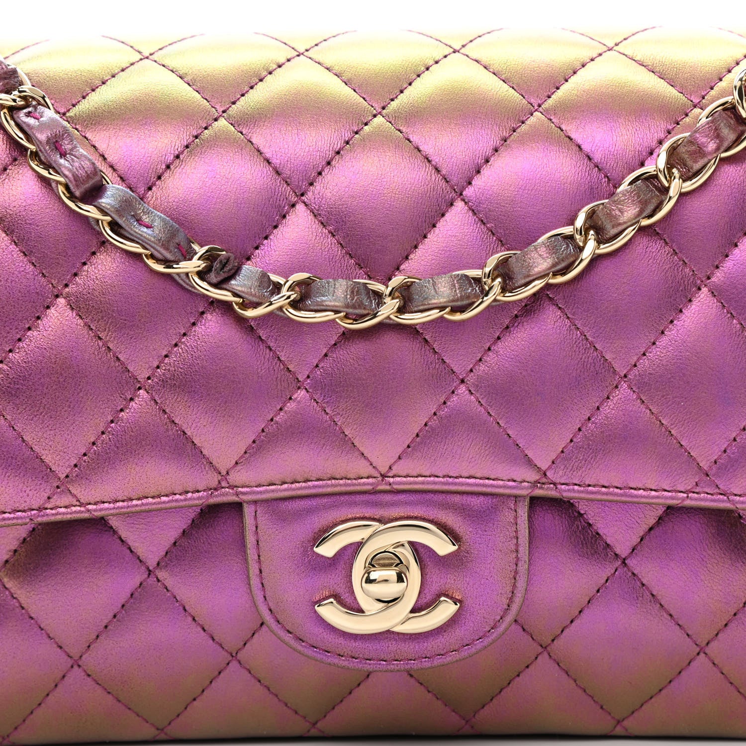 Chanel Iridescent Lambskin Quilted Medium Double Flap Purple 8 of 10