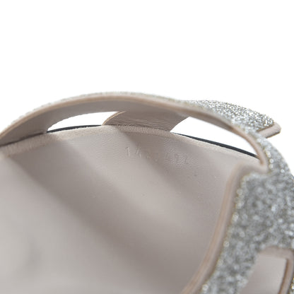 Hermes Suede Goatskin Crystal Powder Oran Sandals 37 10 of 10