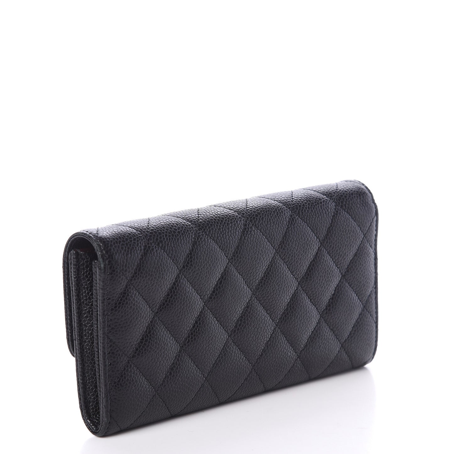Caviar Quilted Large Flap Wallet Black
