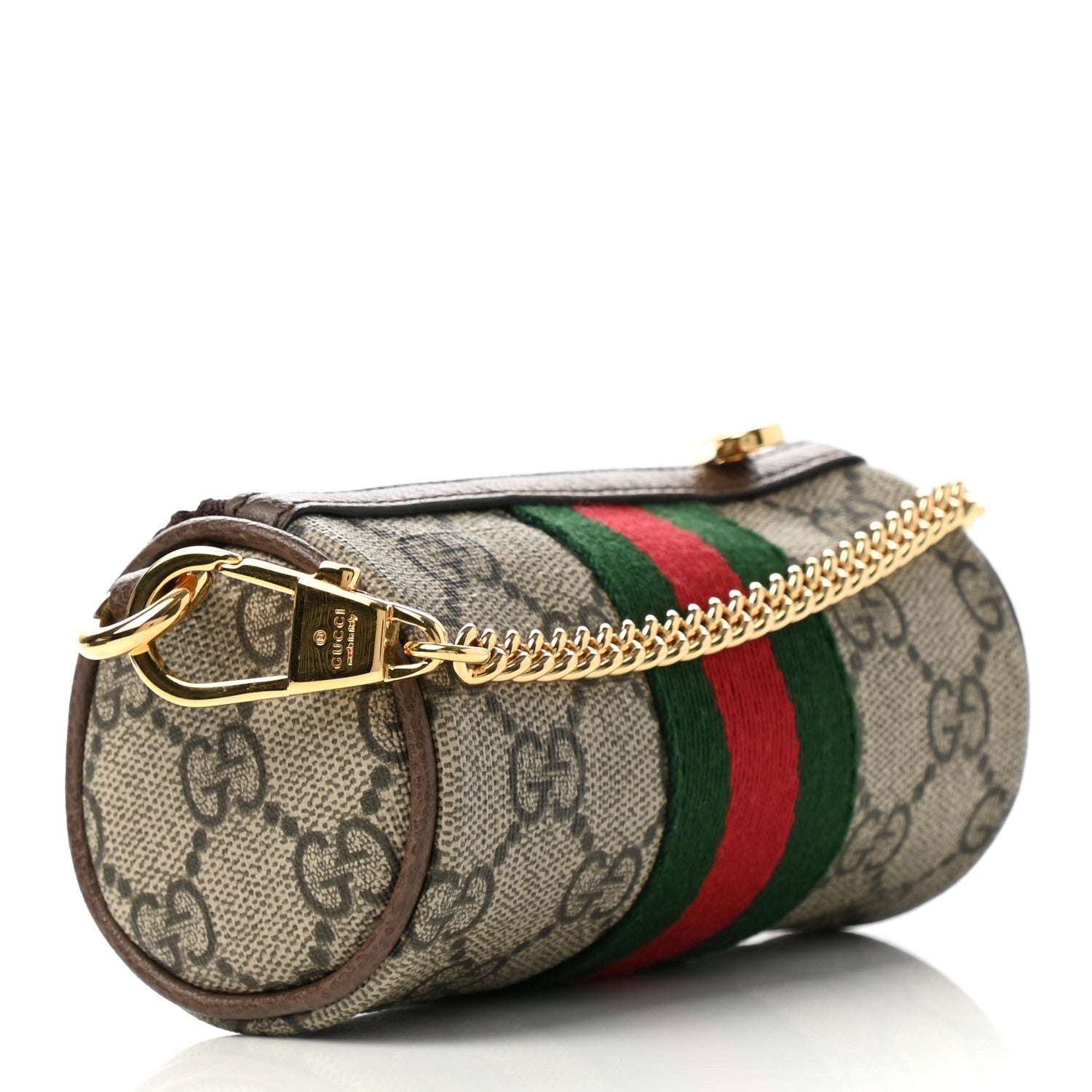 Gucci GG Supreme Monogram Web Ophidia Barrel Coin Purse Beige New Acero 3 of 8