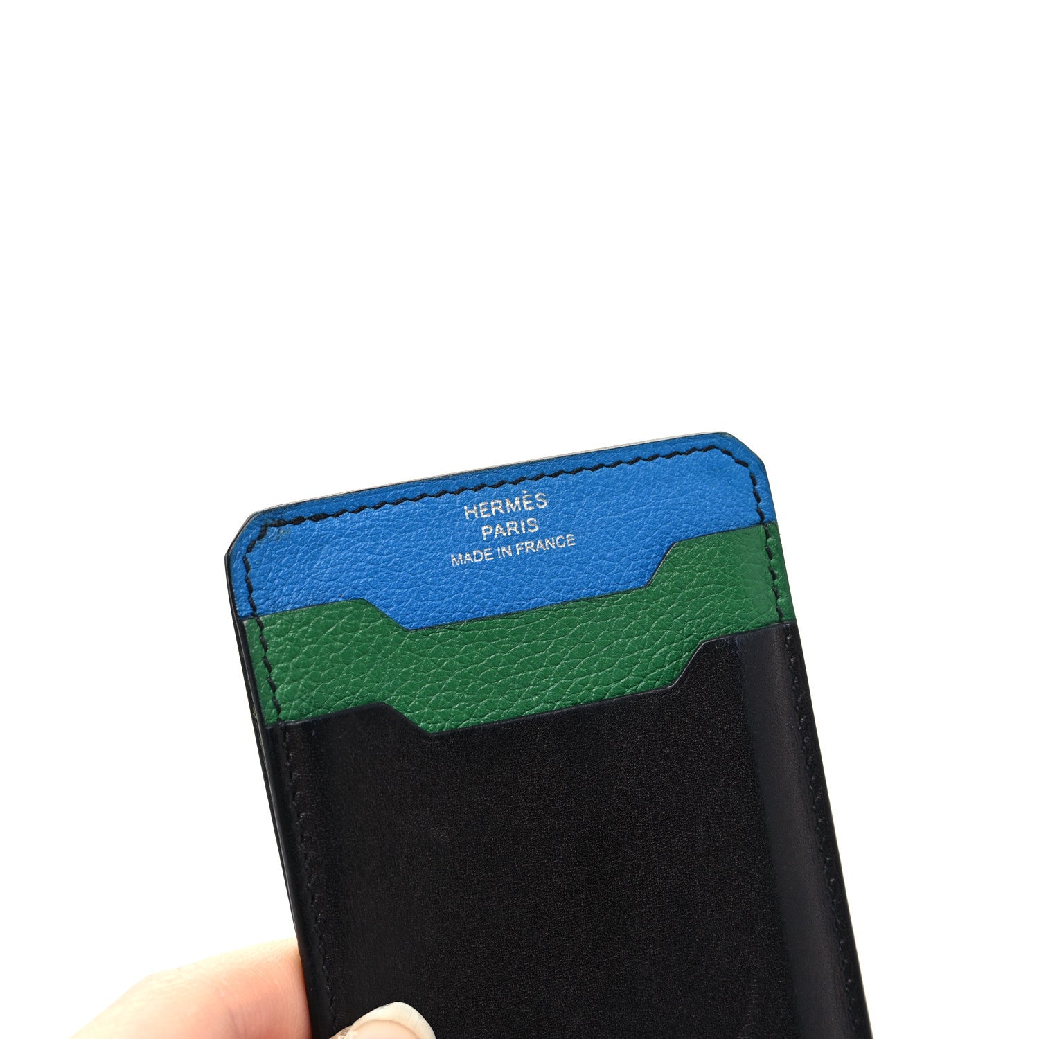 Hermes Evercolor City 3CC Colorblock Card Holder Black Vert Vertigo Bleu Frida 6 of 9