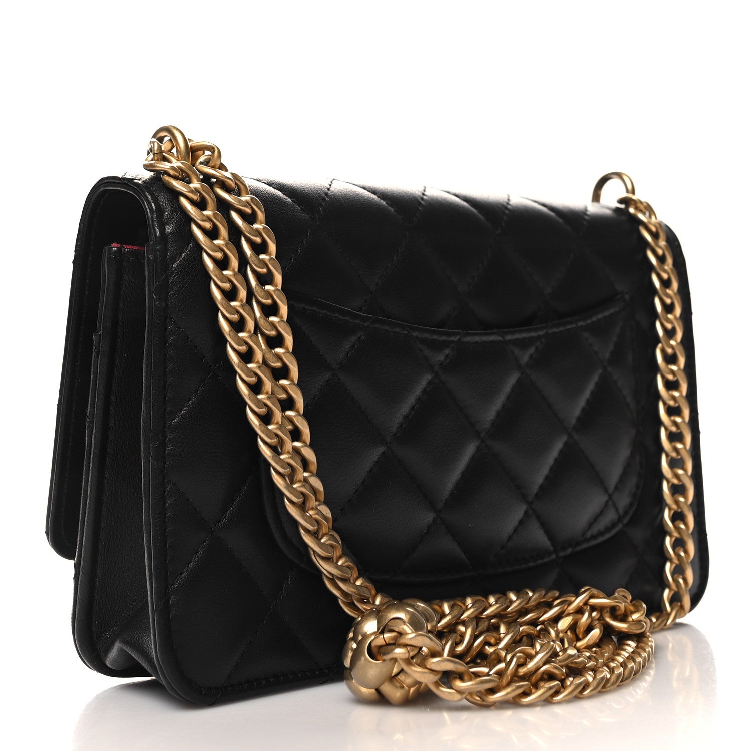 Chanel Lambskin Quilted Sweet Camellia Wallet On Chain WOC Black 3 of 12