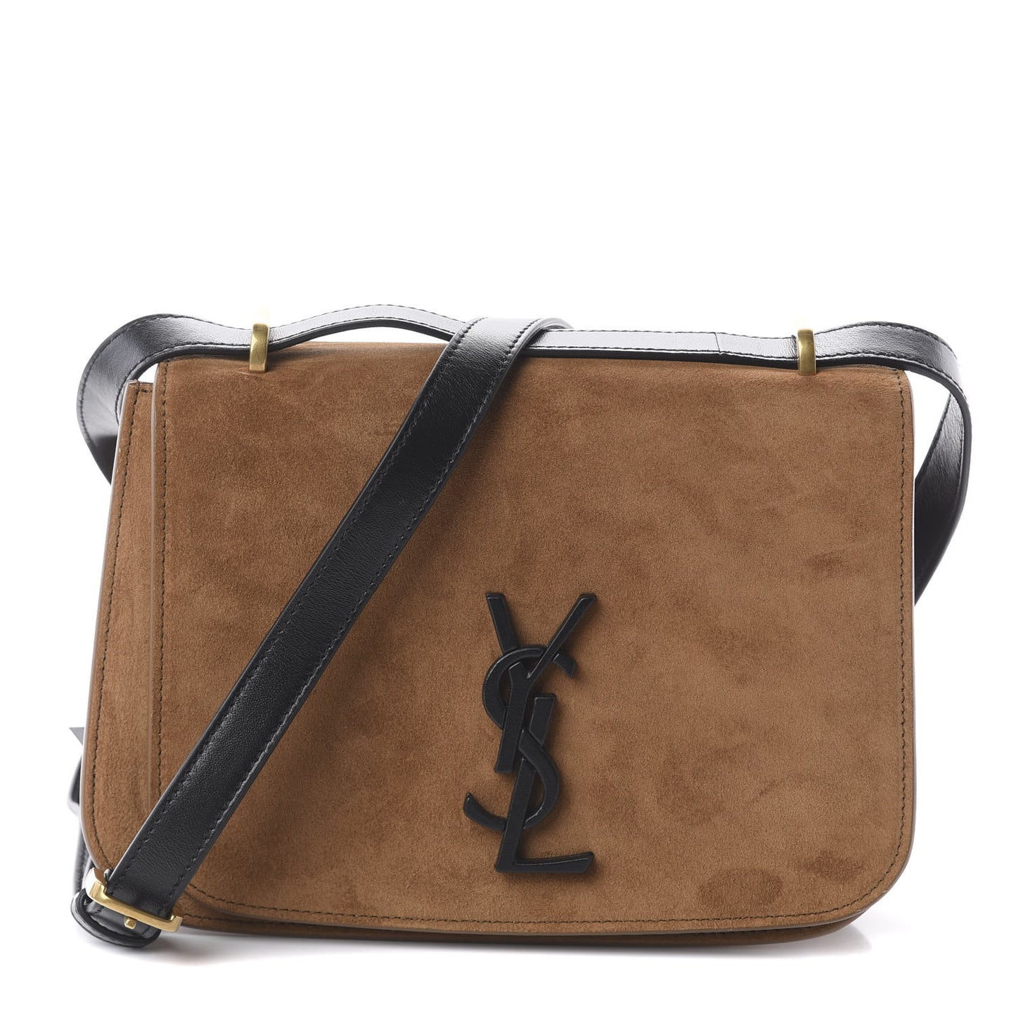 Suede Monogram Small Spontini Saddle Bag Brown