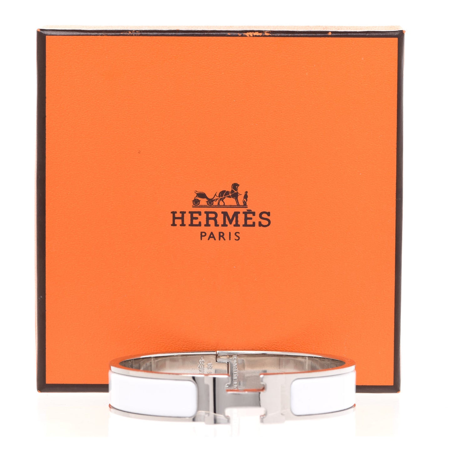 Enamel Narrow Clic Clac H Bracelet GM White