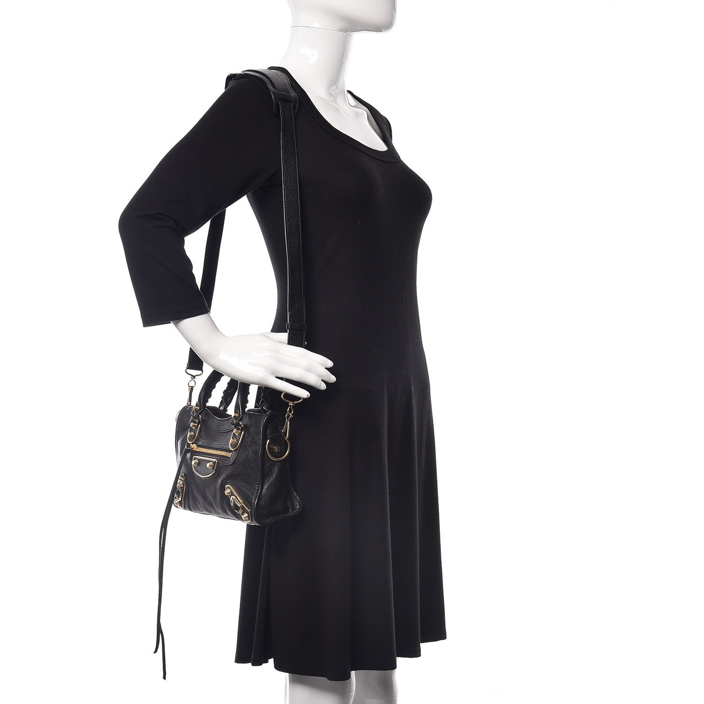 Chevre Gold Metallic Edge Hardware Mini City Black