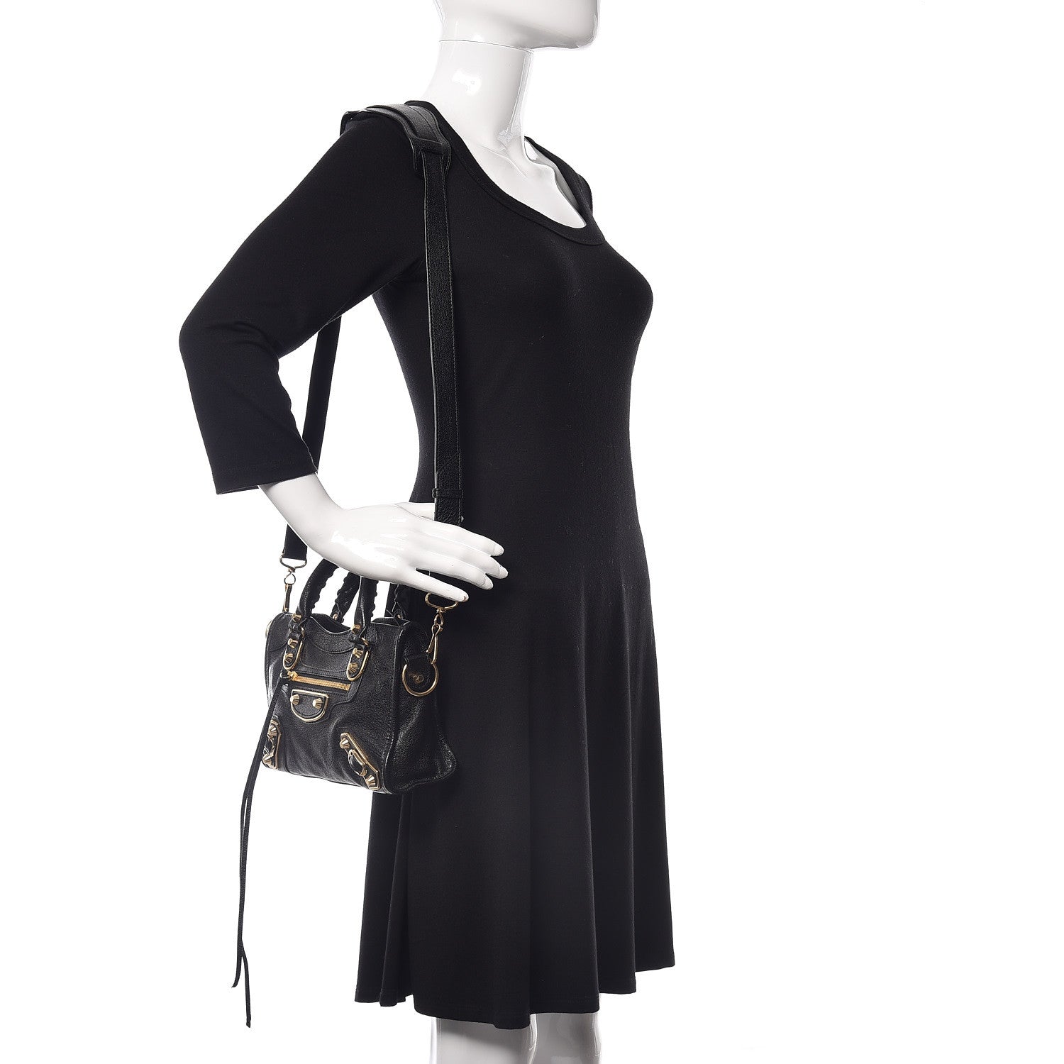 Balenciaga Chevre Gold Metallic Edge Hardware Mini City Black 2 of 10