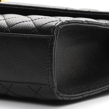 Saint Laurent Grain De Poudre Textured Mixed Matelasse Triquilt Medium Monogram Satchel Black 10 of 11