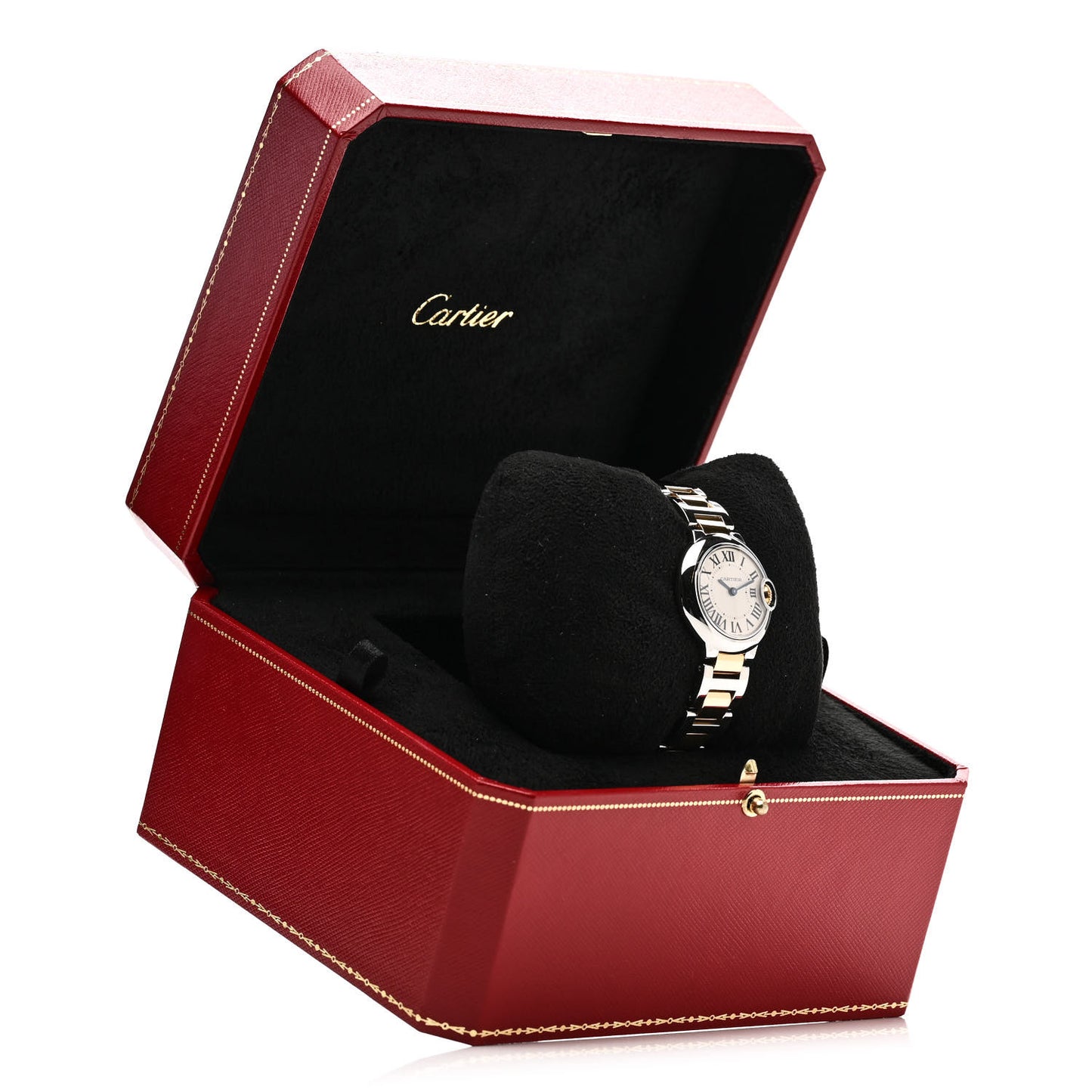 Stainless Steel 18K Yellow Gold 28mm Ballon Bleu De Cartier Quartz Watch