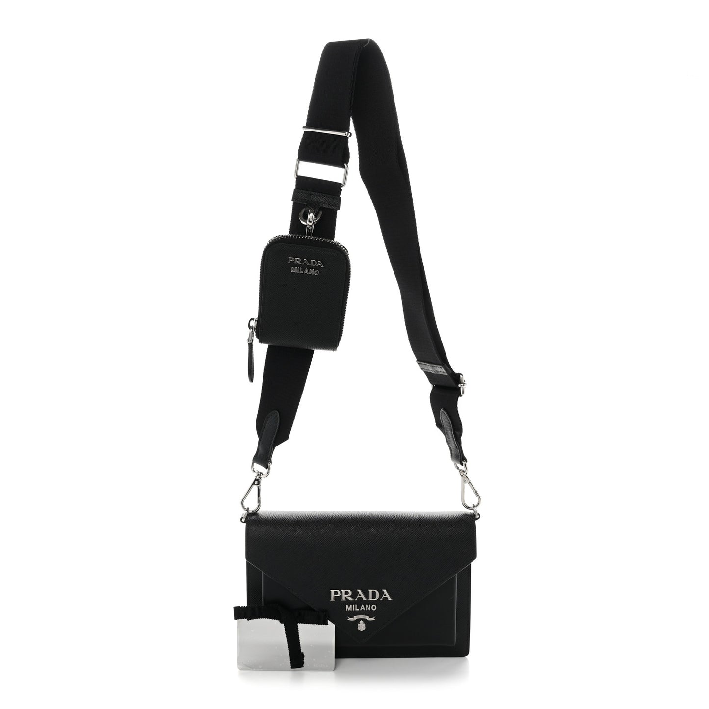 Saffiano City Calf Mini Envelope Bag Black
