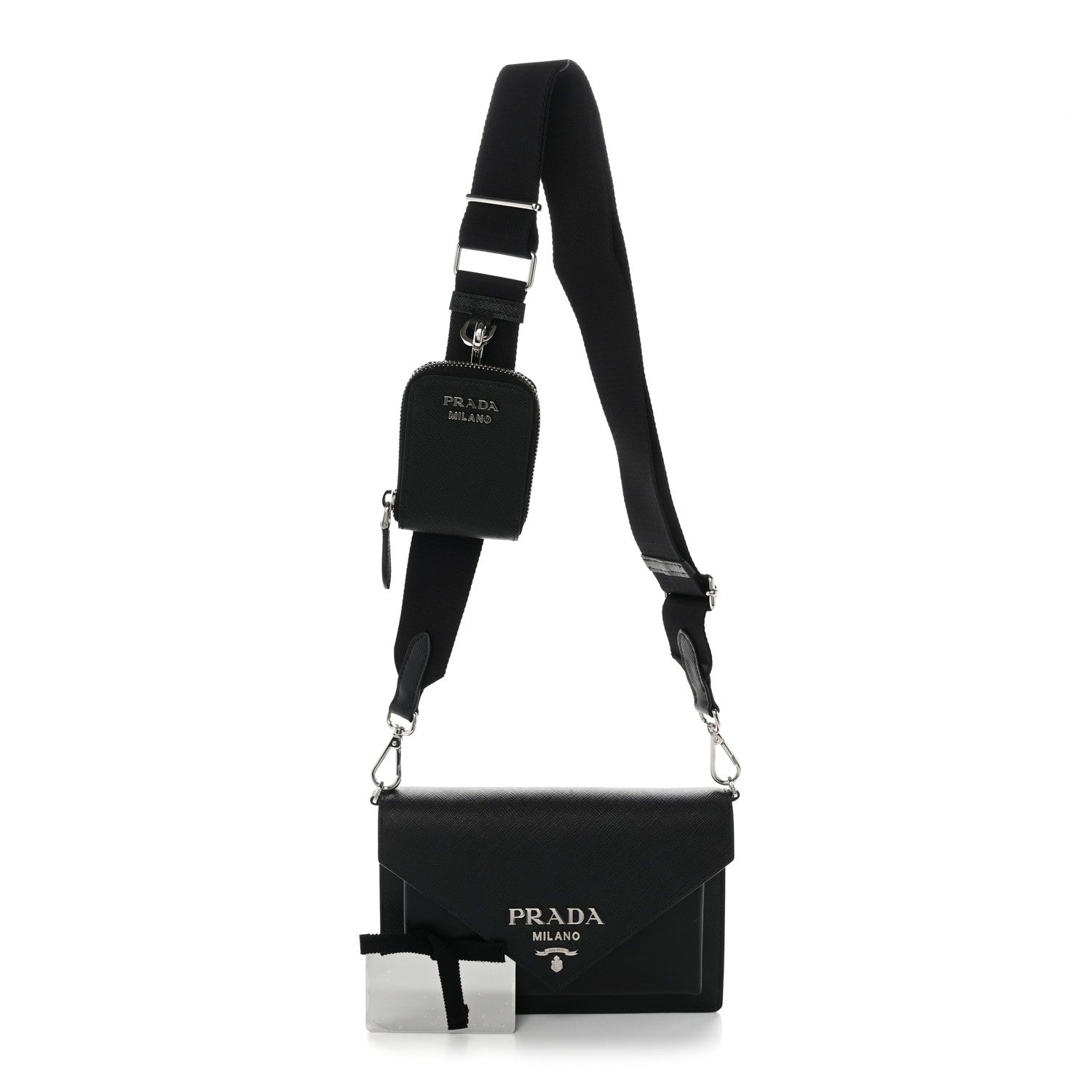 Prada Saffiano City Calf Mini Envelope Bag Black 3 of 11