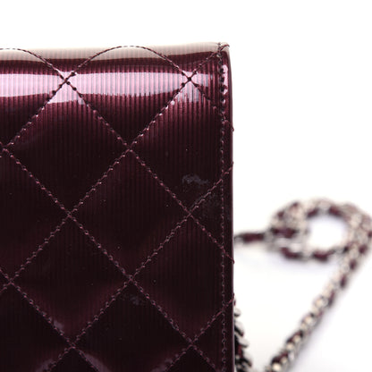 Chanel Striated Patent Quilted Wallet on Chain WOC Bordeaux 12 of 15