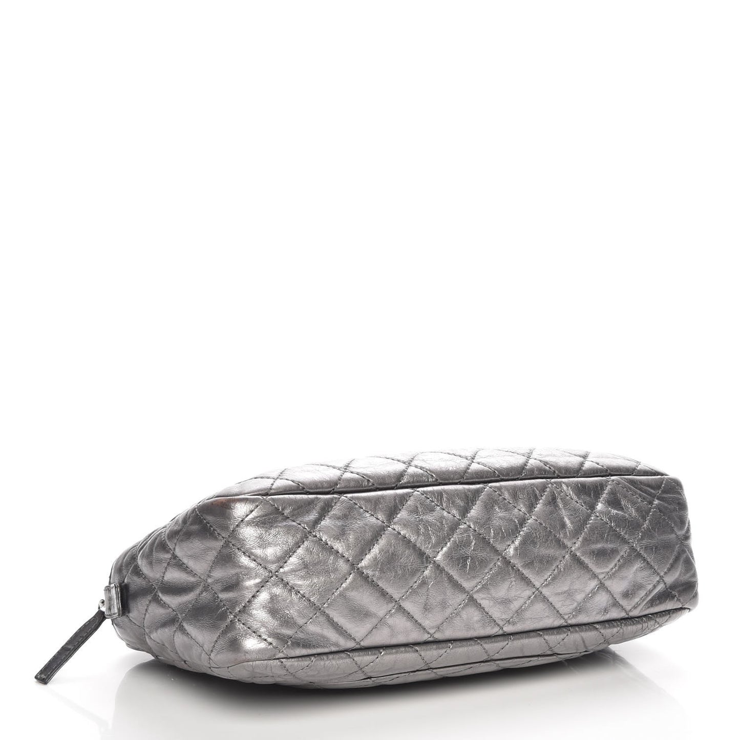 Metallic Aged Calfskin Quilted Medium Reissue Camera Case Dark Silver