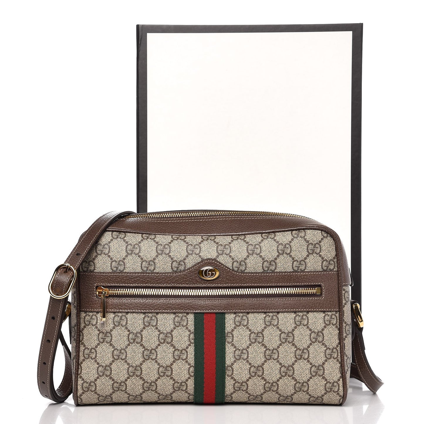 GG Supreme Monogram Web Small Ophidia Shoulder Bag Brown