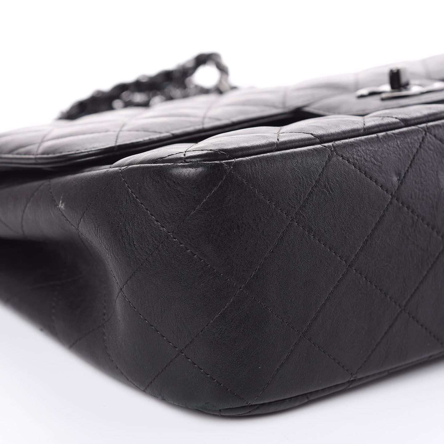 Crumpled Calfskin Quilted Jumbo Double Flap So Black