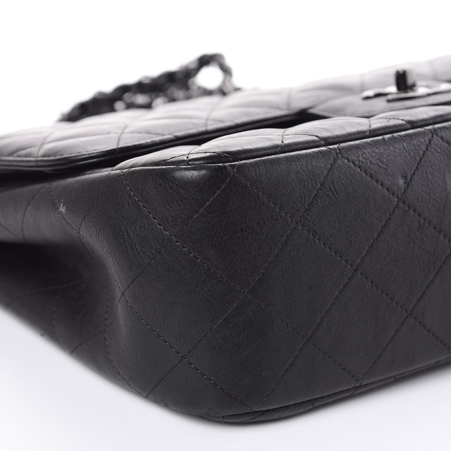 Chanel Crumpled Calfskin Quilted Jumbo Double Flap So Black 7 of 13