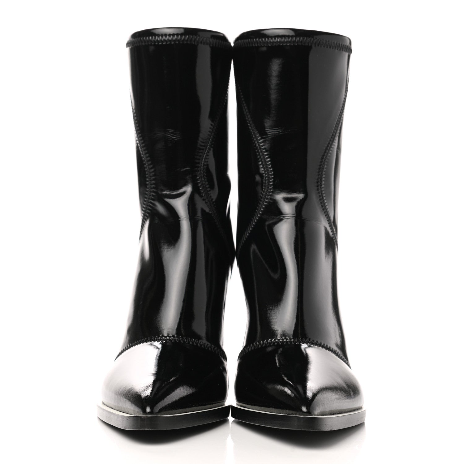 Fendi Glossy Neoprene FFrame Ankle Boots 37.5 Black 2 of 8