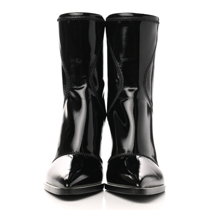 Fendi Glossy Neoprene FFrame Ankle Boots 37.5 Black 2 of 8