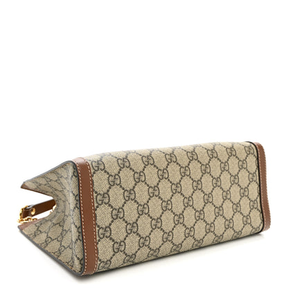 Gucci GG Supreme Monogram Calfskin Small Padlock Tote Beige Ebony Tuscany 4 of 10