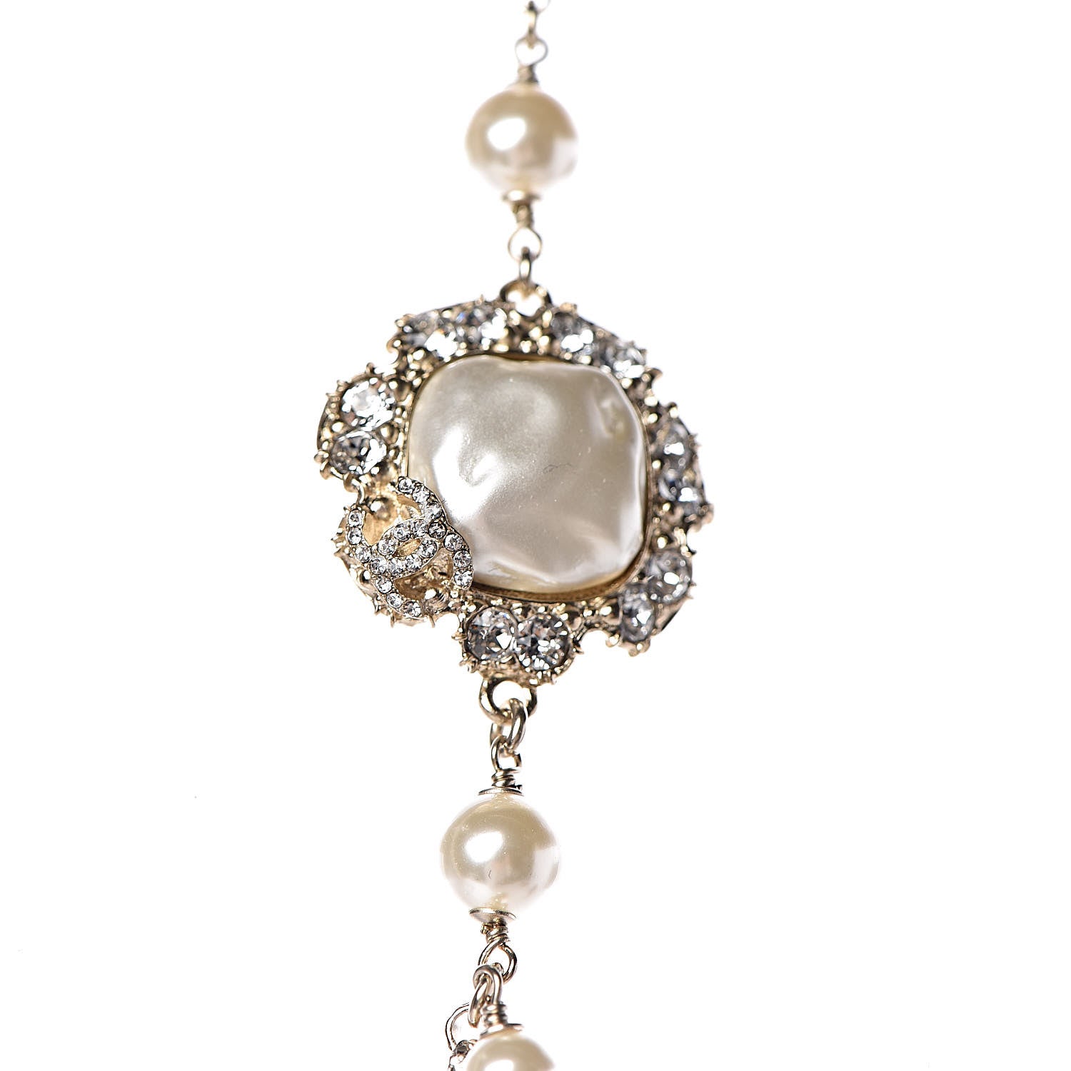 Chanel Pearl Crystal Camellia Express Multistrand Necklace Gold 5 of 7