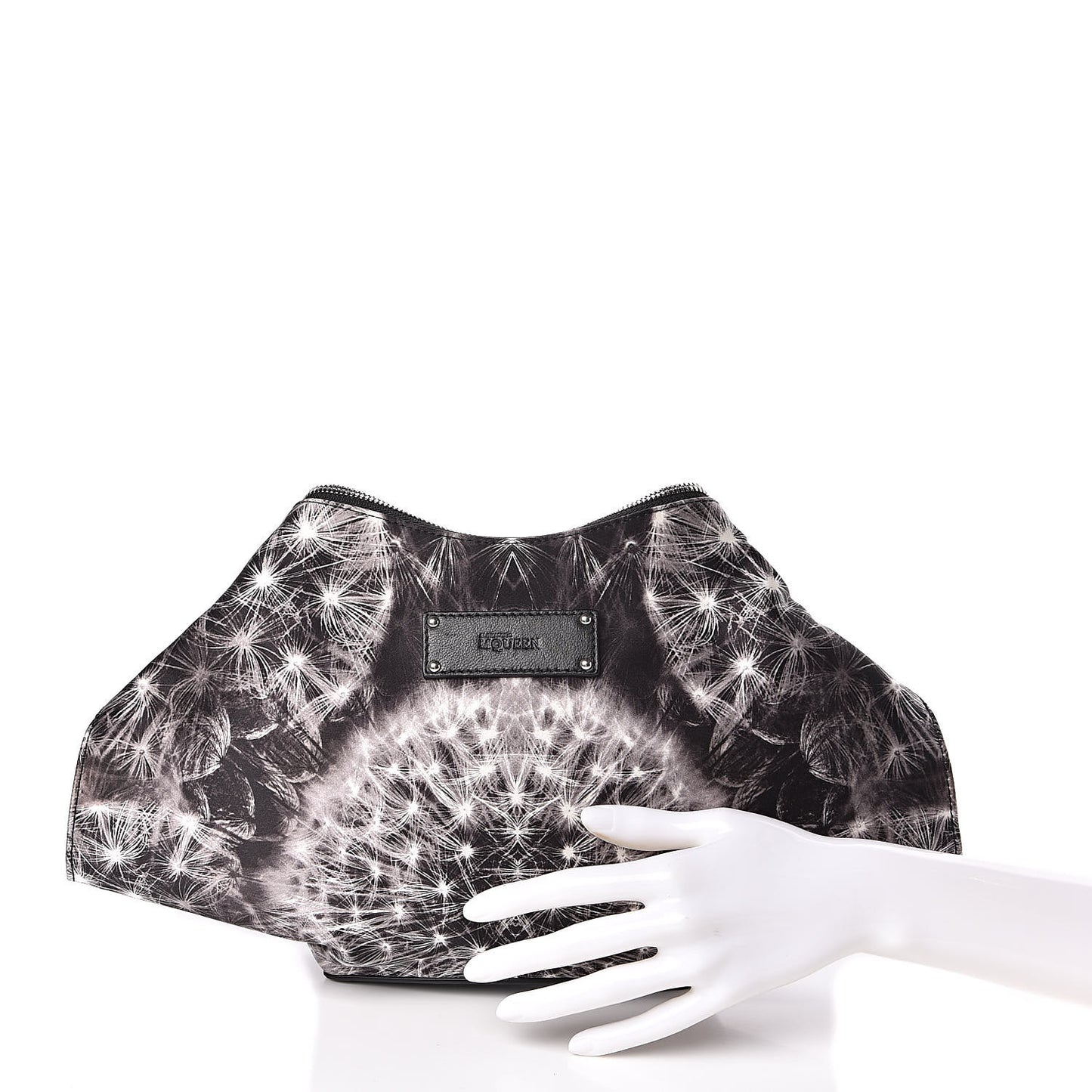 Silk Dandelion Print De Manta Clutch Black