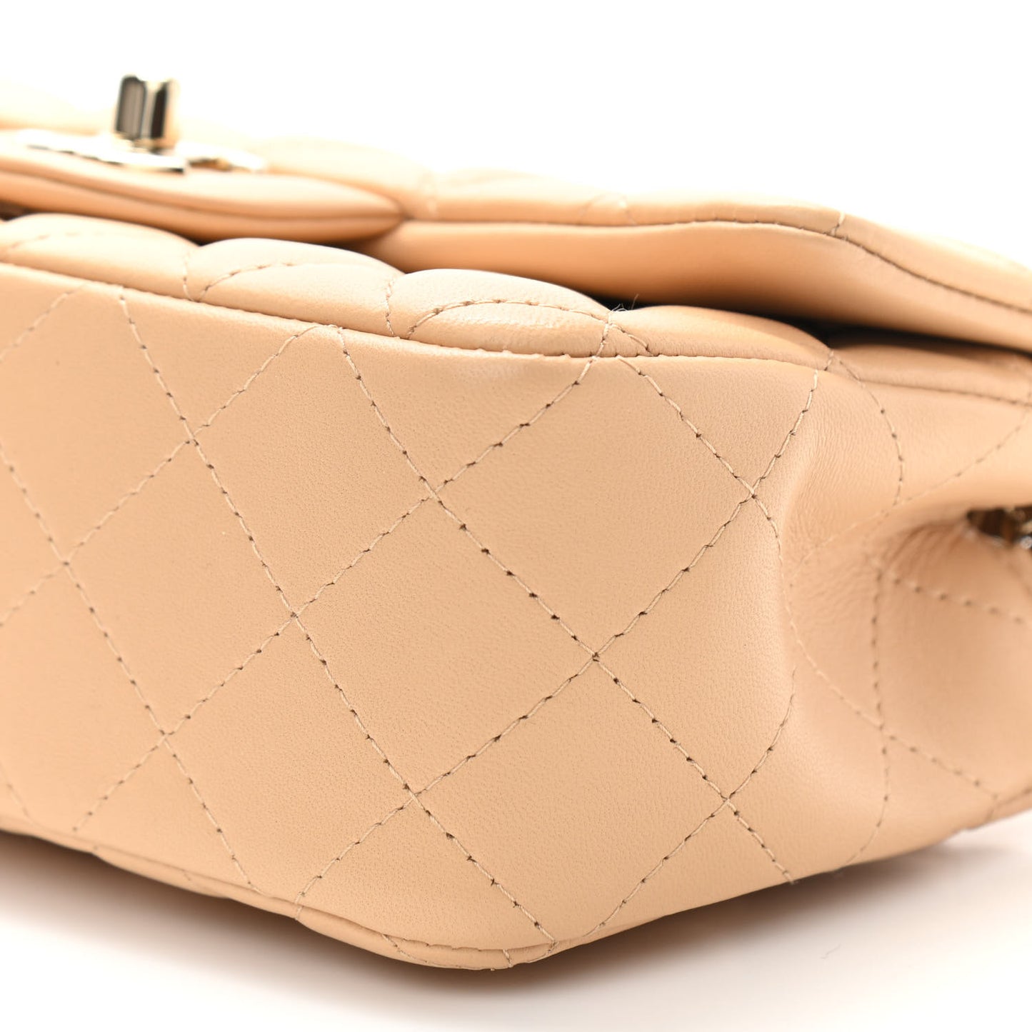 Lambskin Quilted Mini Rectangular Flap Beige