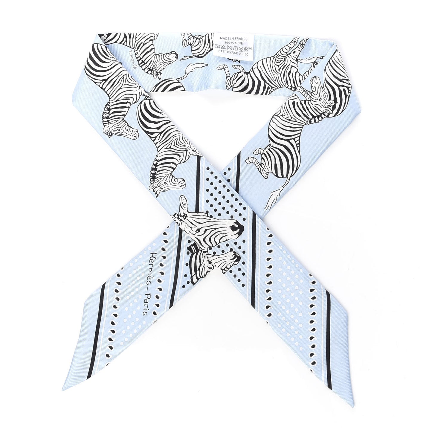 Silk Les Zebres Twilly Ciel Black White
