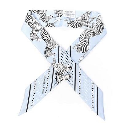 Hermes Silk Les Zebres Twilly Ciel Black White 1 of 4