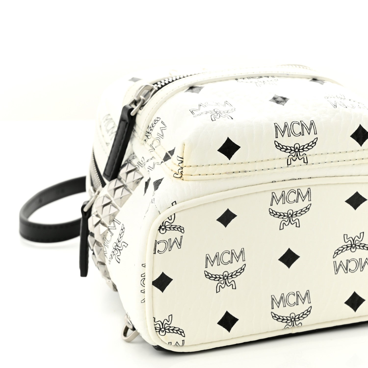 MCM Visetos Side Stud X-Mini Stark Bebe Boo Backpack White 8 of 9