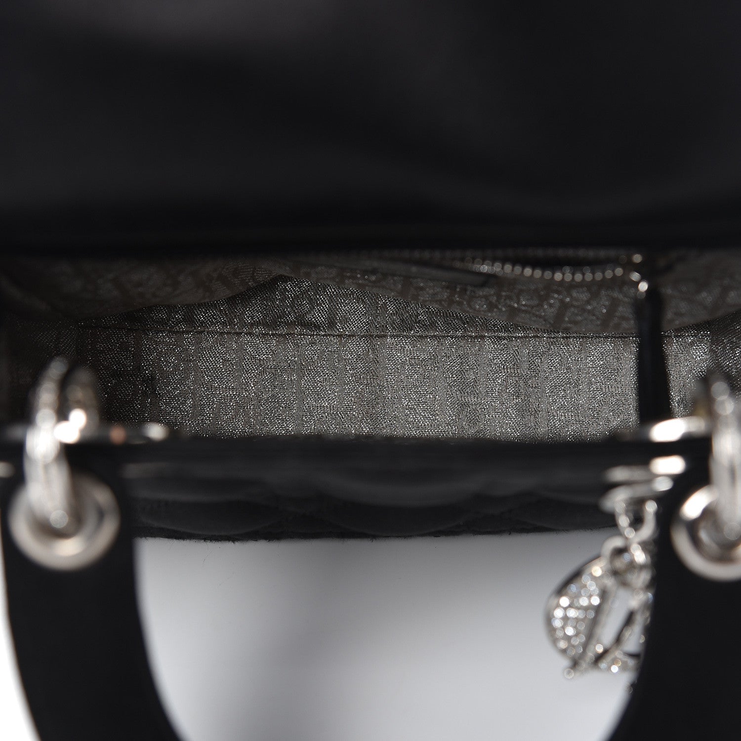 Christian Dior Satin Swarovski Crystal Cannage Mini Lady Dior Black 6 of 10