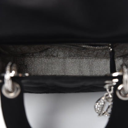 Christian Dior Satin Swarovski Crystal Cannage Mini Lady Dior Black 6 of 10