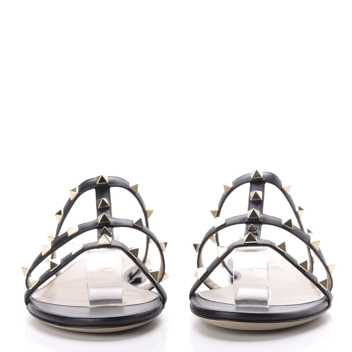 Valentino Garavani Nappa Rockstud Caged Flat Slide Sandals 38.5 Black 2 of 9