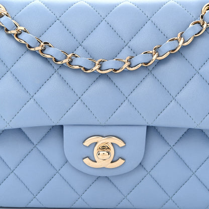 Chanel Lambskin Quilted Small Double Flap Light Blue 8 of 10
