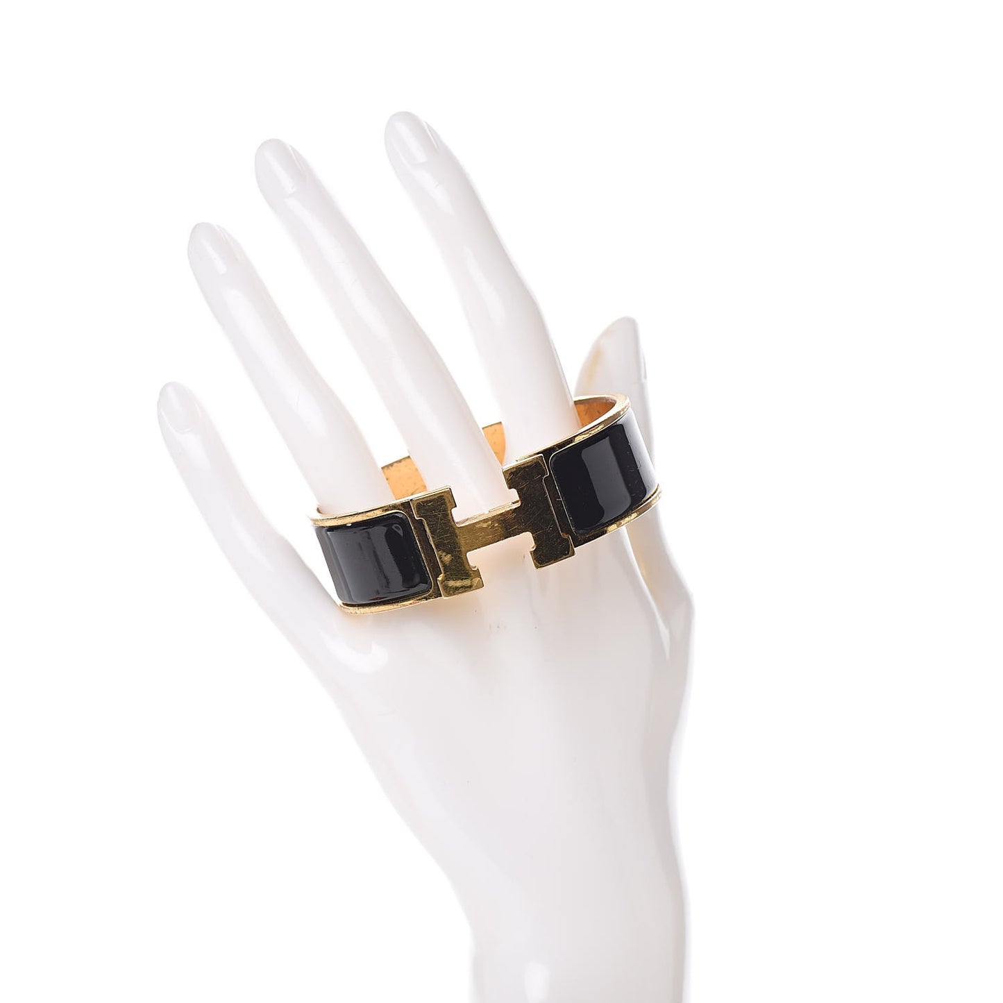 Enamel Wide Clic Clac H Bracelet GM Black