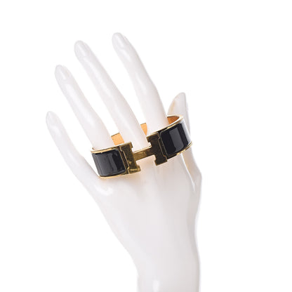 Hermes Enamel Wide Clic Clac H Bracelet GM Black 2 of 8