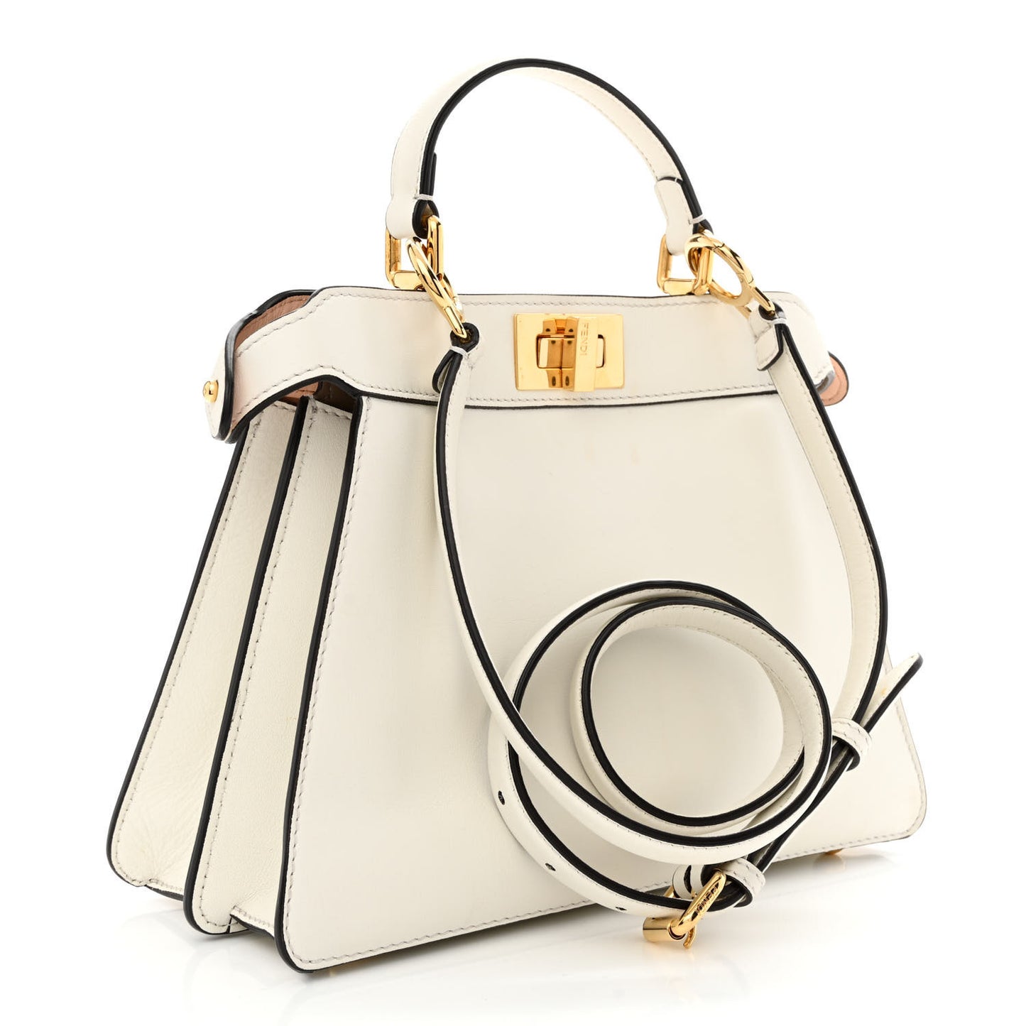Vitello Seta Nappa Bi-Color Small Peekaboo I SEE U Satchel White Ice Light Rose Tortora
