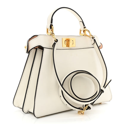Fendi Vitello Seta Nappa Bi-Color Small Peekaboo I SEE U Satchel White Ice Light Rose Tortora 3 of 13