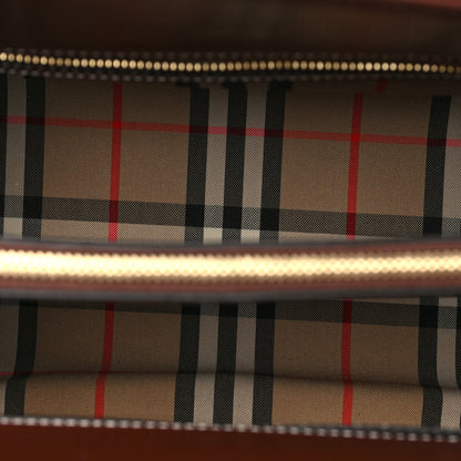 Burberry Calfskin Vintage Check Small Two Handle Title Bag Black 5 of 7