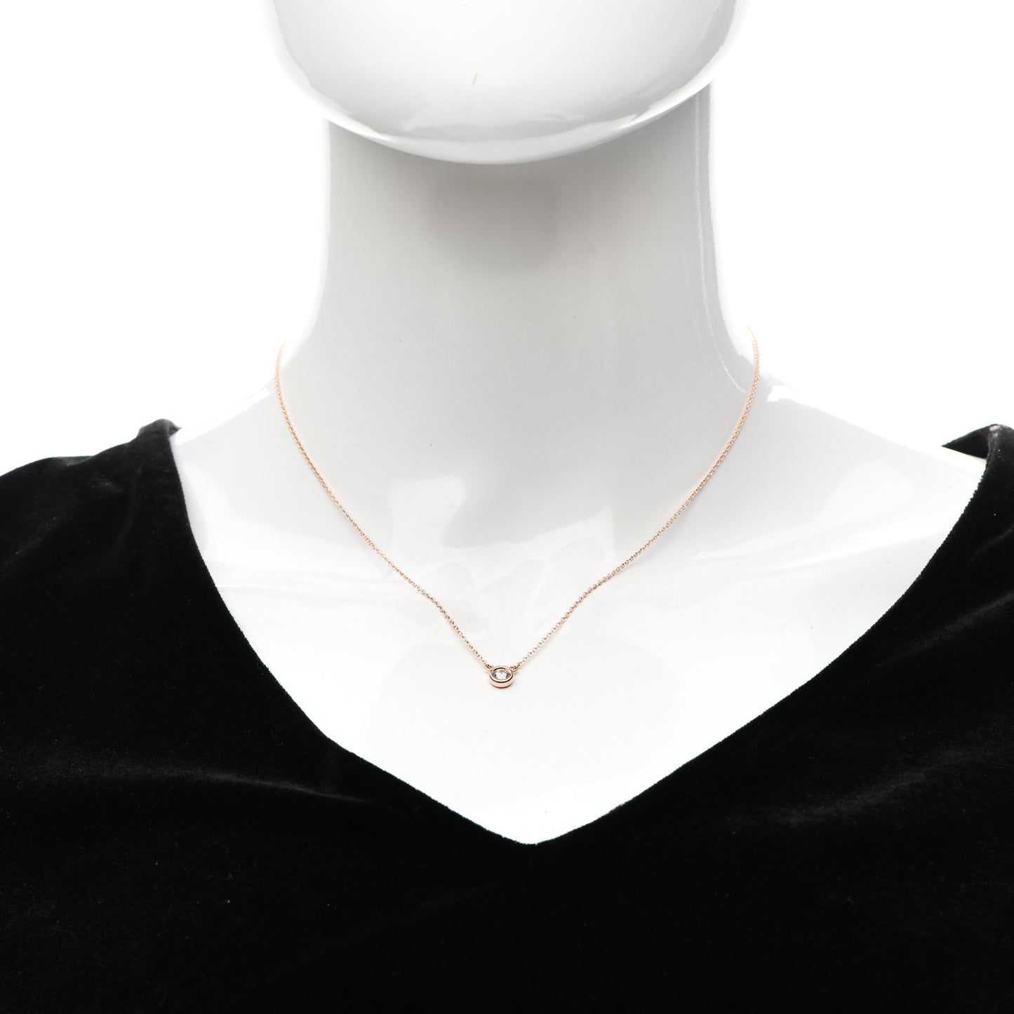 18K Rose Gold Diamond .17ct Elsa Peretti Diamonds by the Yard Pendant Necklace