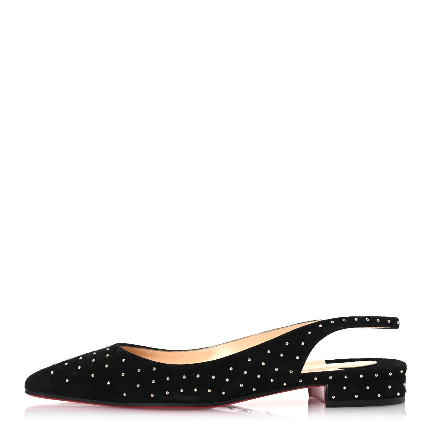 Christian Louboutin Suede Studded Slingback Flats 36.5 Black 1 of 9
