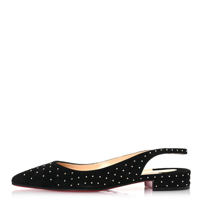 Christian Louboutin Suede Studded Slingback Flats 36.5 Black 1 of 9