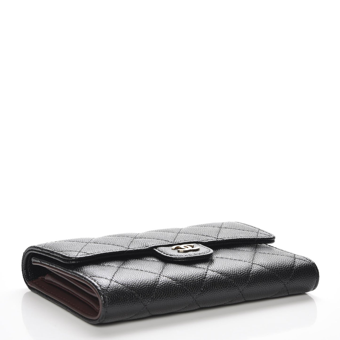 Caviar Quilted Small Flap Wallet Black