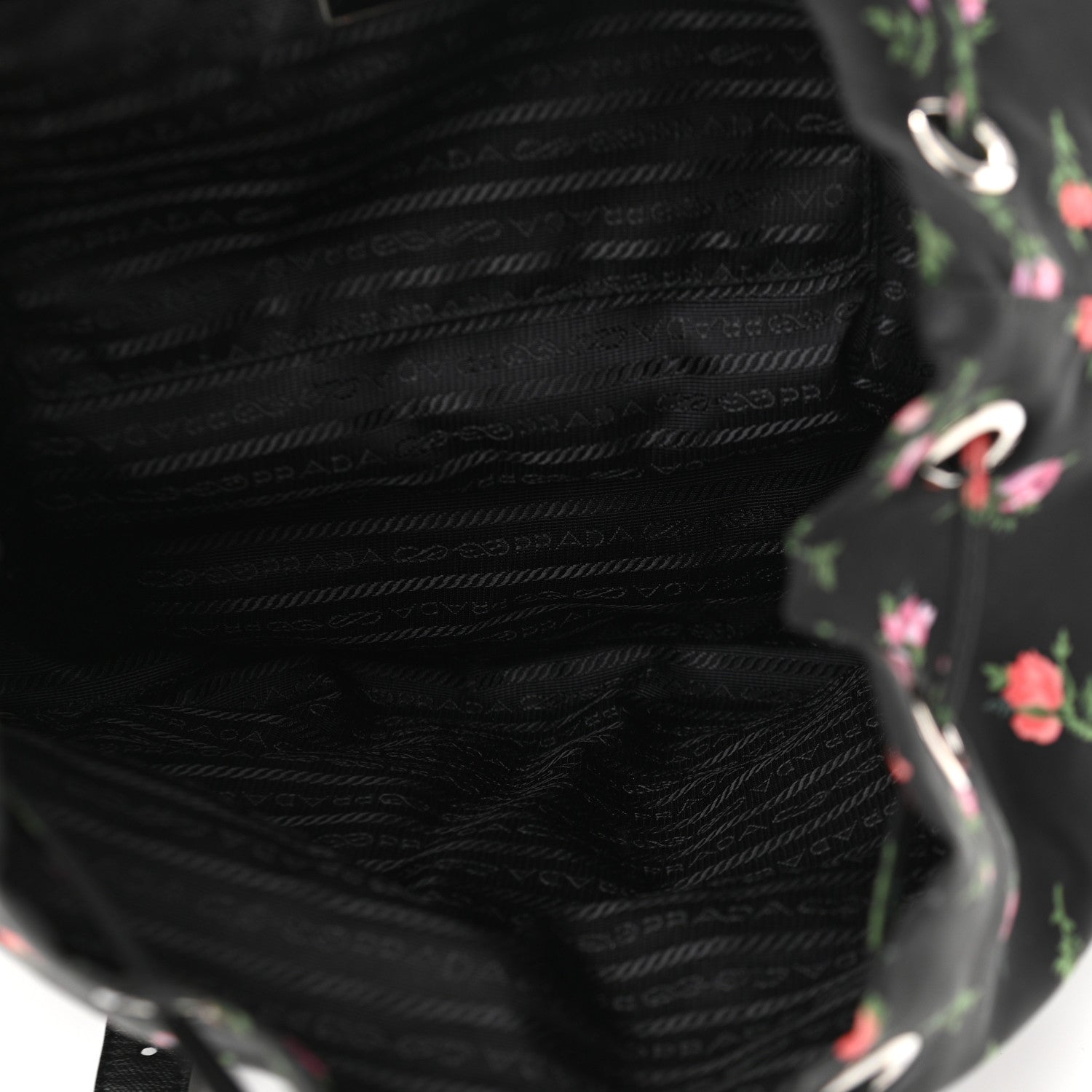 Prada Tessuto Nylon Saffiano Stampata Backpack Black Dis Rose 4 of 10