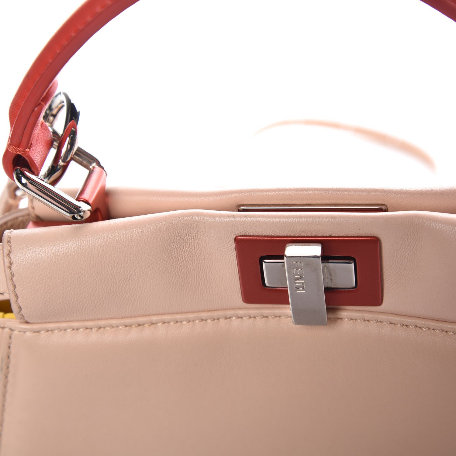 Fendi Nappa Colorblock Mini Peekaboo Iconic Satchel Plaster Sunflower Papavero 10 of 15