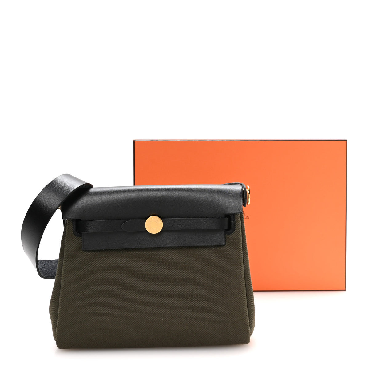 Hermes Military Toile Vache Hunter Herbag Zip Retourne 20 Vert Bronze Black 11 of 11