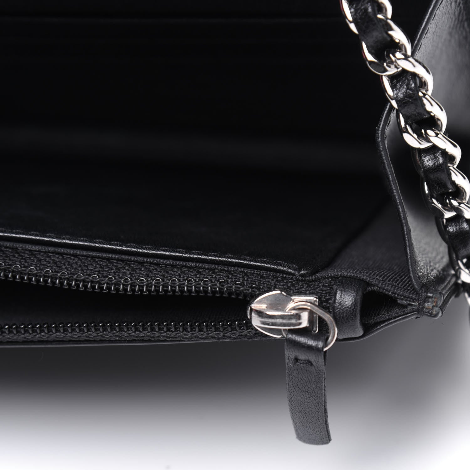 Chanel Lambskin Diamond Stitched Wallet On Chain WOC Black 15 of 24