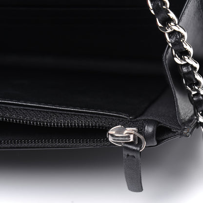 Chanel Lambskin Diamond Stitched Wallet On Chain WOC Black 15 of 24