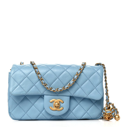 Chanel Lambskin Quilted Mini Rectangular Pearl Crush Flap Light Blue 1 of 10