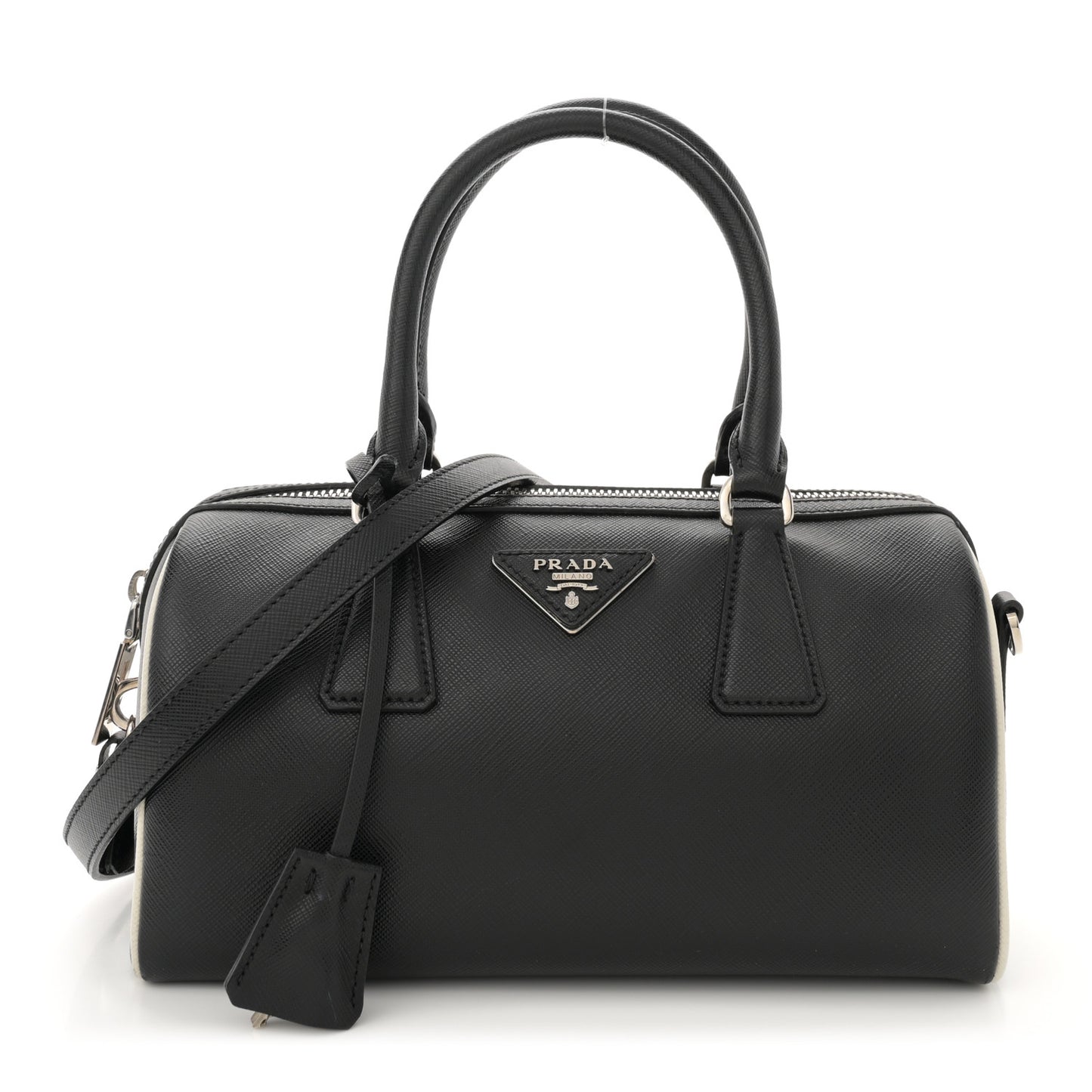 Saffiano Lux Top Handle Crossbody Bag Black Talco